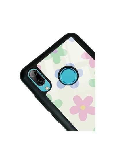Huawei P Smart 2019 Nude Çiçek Tasarımlı Glossy Telefon Kılıfı Siyah