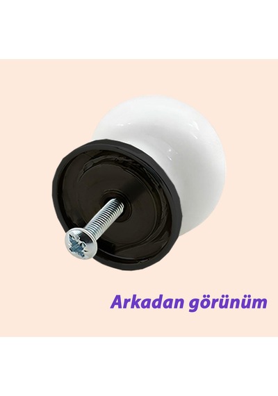 Yasemin Kulp Beyaz Polimer Düğme Kulp Siyah Tablalı Mobilya Mutfak Dolabı Çekmece Kulbu Kulpları Beyaz