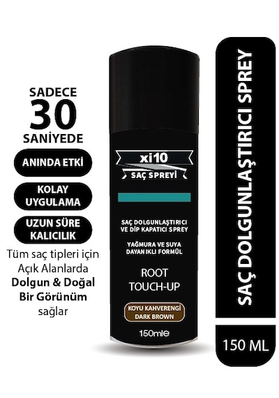 Xi10 Koyu Kahve D.brown Saç Dolgunlaştırıcı Sprey ,dip Kapatıcı