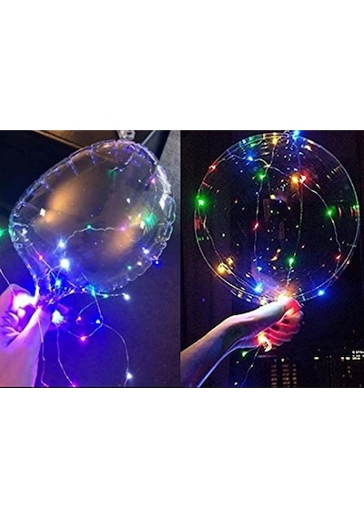 3 Fonksiyonlu Balonlu Led - Işıklı Balon Fonksiyonlu Saplı Şeffaf Işıklı Çubuklu Balon