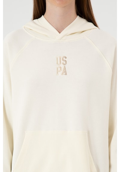 U.S. Polo Assn. Kadın Krem Yırtmaçlı Kapüşonlu Sweatshırt 50313611-VR256