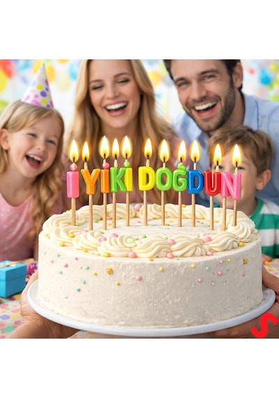 İyiki Doğdun Renkli Harf Mum Seti, 6 Cm 0-99