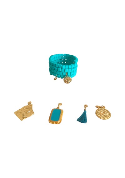 Charm Detaylı Spiral Bileklik Turkuaz Mavi - 652199099 Mavi - 652199099 Mavi