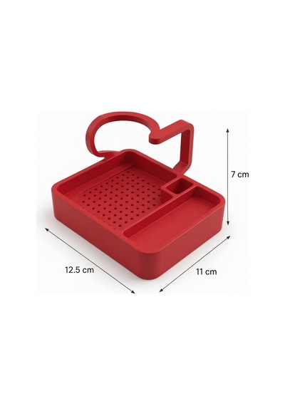 Kahve Sunum Tepsisi Çok Bölmeli Masa Üstü Organizer Kupa Fincan Standı Pla 12.5x11x7 Cm Kırmızı