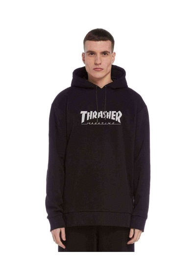 Thrasher Magazine Baskılı Siyah Erkek Örme Kapşonlu Sweatshirt (531051244)