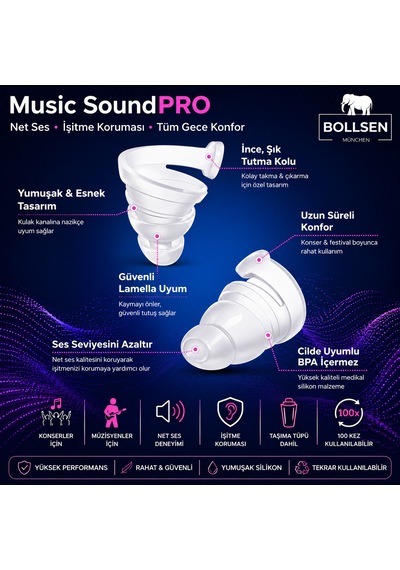 Musicsoundpro Kulak Tıkaçları Konser Festival Parti İçin 24 Db Snr Gürültü Azaltma Müzik Severler Dj Ve Müzisyenler İçin Yeniden Kullanılabilir Silikon Rahat Gizli Kulak Koruyucu