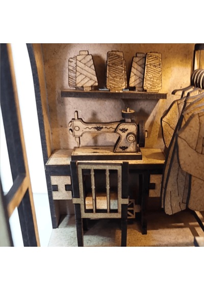 Tailor Shop Book Nook Ahşap Maket Seti Terzihane Miniatür Kitaplık Dekoru Dıy