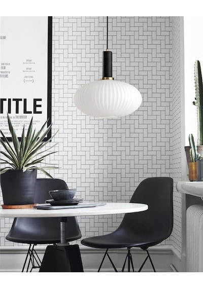 Rsylight Rustik Dekoratif Metal Modern Siyah Beyaz Opal Camlı Tekli Avize 30cm Siyah