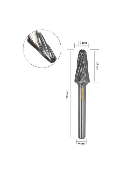 Tutex Sl-3m Al 10 Mm Konik Oval Karbür Freze Ucu Alüminyum