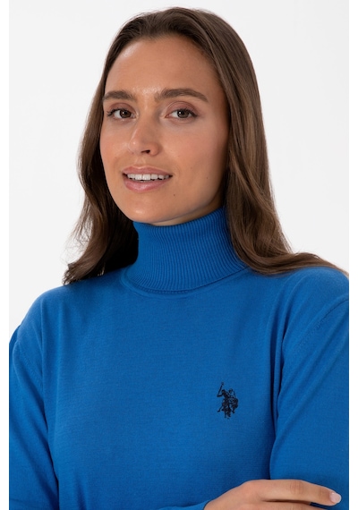 U.S. Polo Assn. Kadın Mavi Boğazlı Basic Kazak 50313621-VR251