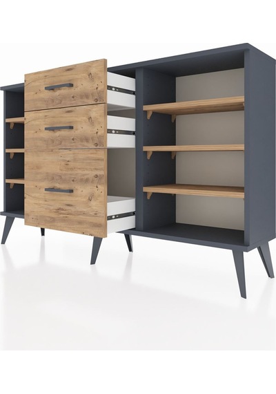 Arges Konsol 6 Raflı 3 Çekmeceli 132x30x83 Antrasit-çam/çam Çam/çam Arges Konsol 6 Raflı 3 Çekmeceli 132x30x83 Antrasit-çam/çam Çam/çam