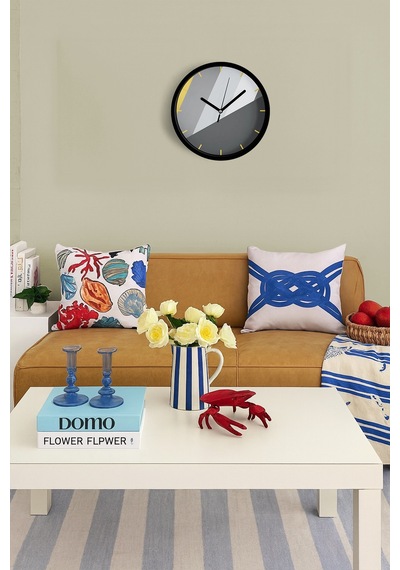 Soyut Geometrik Temalı Modern Duvar Saati - 25cm - Önü Camlı Siyah Kasa - Sessiz Mekanizma-jh0464 Siyah