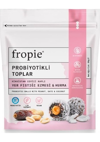 Fropie Probiyotikli Meyve Topları - Hindistan Cevizi Kaplı & Yer Fıstığı Ezmeli 80 G
