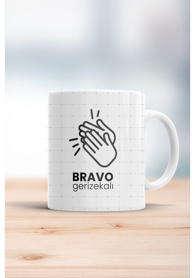 Bravo Espirili Baskılı Kupa Bardak Beyaz