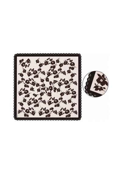 Tarzını Seç Ekru Gece Çiçekleri Desenli Dantel Oya Kesim Fular / Bandana 70 X 70 Cm