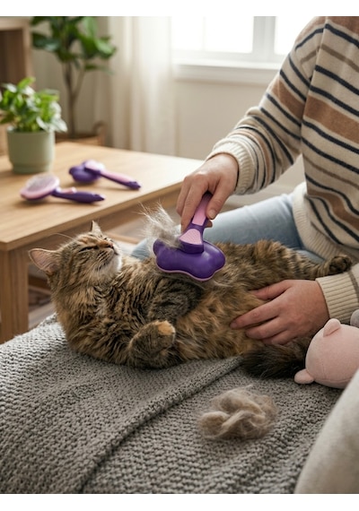 Otomatik Temizlenen Tuşlu Evcil Hayvan Tarağı - Kedi Ve Köpek Tüy Toplayıcı Fırça