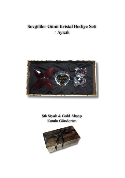 Sevgililer Günü Kristal Hediye Seti Ayıcık