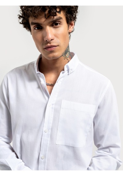 Oversize Fit Erkek Gömlek U.kol Beyaz