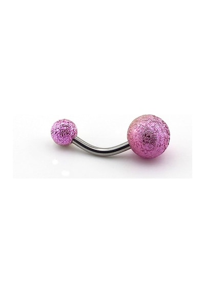 Pembe Sarı Renkli Muz Göbek 8Mm Top Uçlu Çelik Piercing P455G Pembe