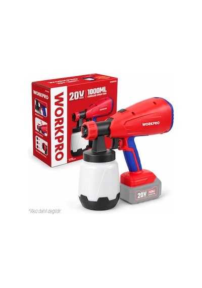 Workpro Wp397005 20volt 1000ml. Şarjlı Boya Tabancası +yedek Nozul/meme Akü Dahil Değildir