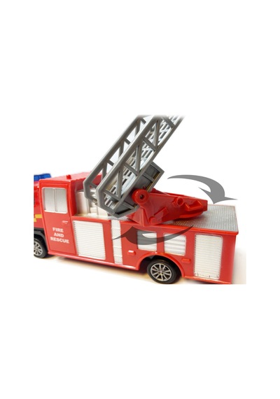 Vardem Die-cast 360 Döner Merdivenli İtfaiye Kamyonu - Metal Alaşım Çek-bırak Oyuncak