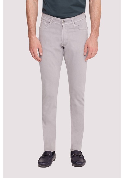Erkek Gri Slim Fit Üst Cep Kanvas Pantolon