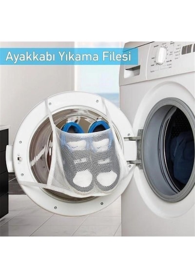 Pratik Çamaşır Makinesi Kapağa Bağlamalı Ayakkabı Yıkama Filesi 5047 Çok Renkli