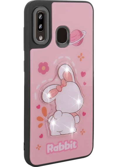 Mobilteam Galaxy Uyumlu A30 Kılıf Parlayan Kabartmalı İkonik Figürlü Amas Silikon Kapak - Siy Siyah
