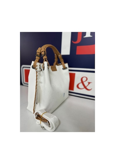 Just Polo Kadın Gofraj Desenli Mıknatıslı Çıtçıt Kapama El Ve Omuz Çantası Mh4031mh Beyaz Camel 97284472