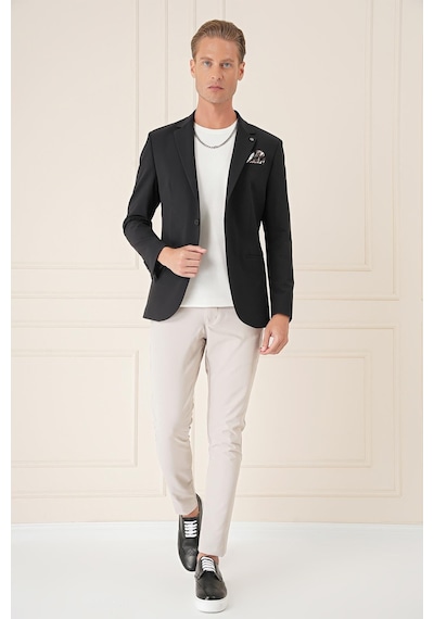 Efor Comfort Fit Çift Yırtmaç Fleto Cep Esnek Pamuk Casual Siyah Ceket C 675 Siyah