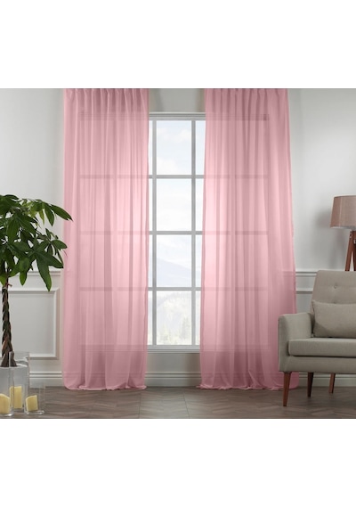 Evdepo Home Pembe Vual Tül Perde Tek Kanat