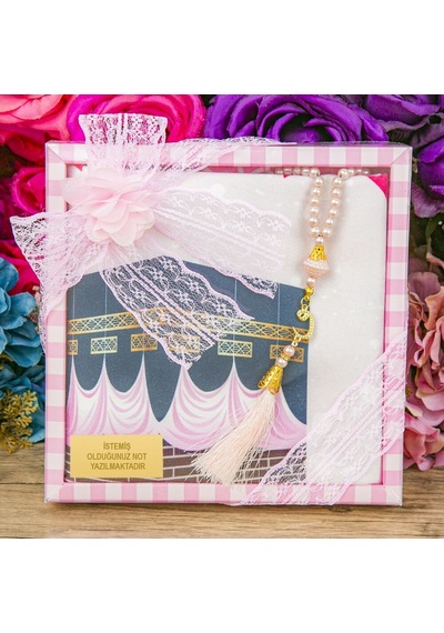 Çocuk Seccadesi 45 82 Cm, İnci Tesbihli Asetat Kutulu Set-pembe Çok Renkli