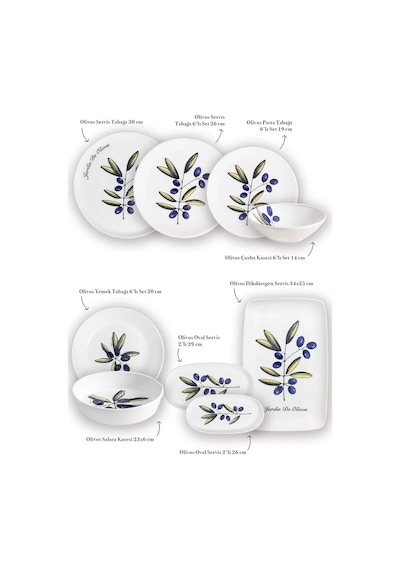 The Mia Olivos 6 Kişilik Yemek Talımı 31 Parça Set 1 Çok Renkli