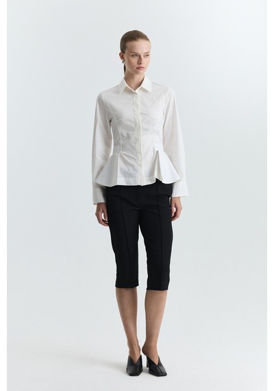 Antioch Peplum Poplin Gömlek Ekru