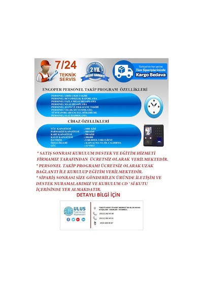 Yüz Tanıma Ve Parmak İzi Cihazı Program Kurulum Dahil