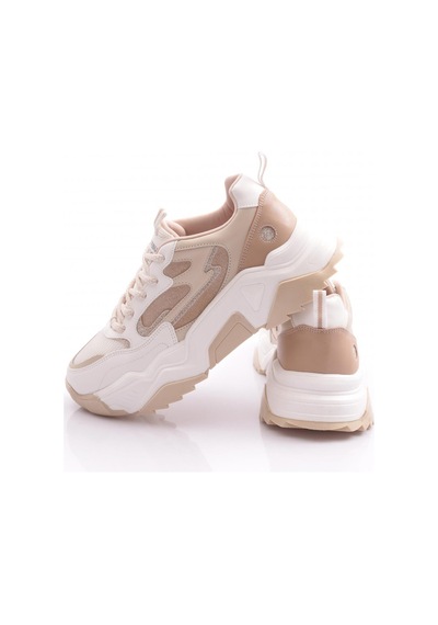 Dgn 65100 Kadin Bağcikli Kalin Taban Sneakers Ayakkabi 65100-2027-R0206 Beyaz - Bej