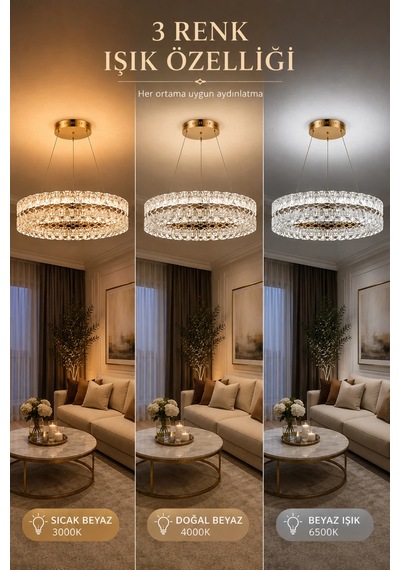 Modern Premium Led 3 Renkli Sarkıt Avize 148w Salon Mutfak Avizeleri Oturma Odası Avizesi Beyaz