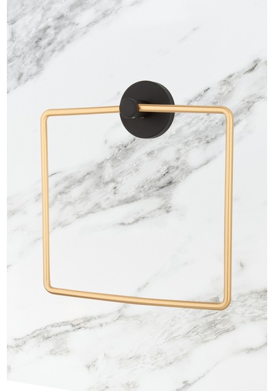 Altın Siyah Kare Havluluk Gold Kare Banyo Askısı Beyaz Diğer
