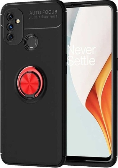 One Plus Nord N100 Kılıf Zore Ravel Silikon Kapak Siyah-Kırmızı
