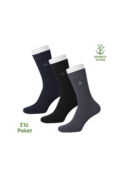 Bambu Erkek Soket Çorap - 3 Çift - Dikişsiz - Biga - 17619 - Set 1 Çok Renkli
