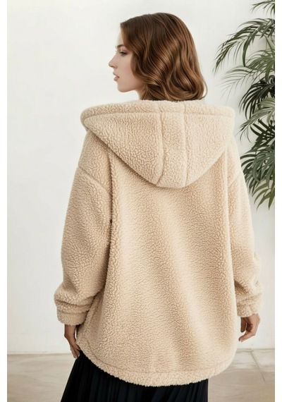 Aclassics Peluş Kuzu Kıvırcık Torba Cepli Kolej Mont Siyah Ks2526 Taş