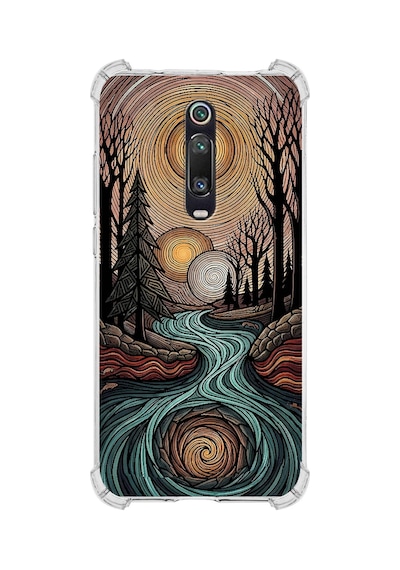 Printify Xiaomi Mi9tpro İle Uyumlu Simya Serisi Girdaplar Tasarımlı Uv Baskılı Köşe Korumalı Antişok Kılıf Şeffaf