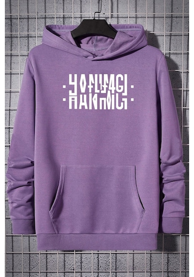 Uyguntarz Hanımcı Yazılı Katlamalı Sweatshirt Lila