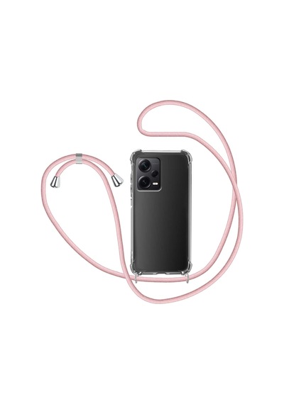 Xiaomi Redmi Note 12 5g Boyun Askılı Köşe Korumalı Şeffaf Silikon Telefon Kılıfı Siyah