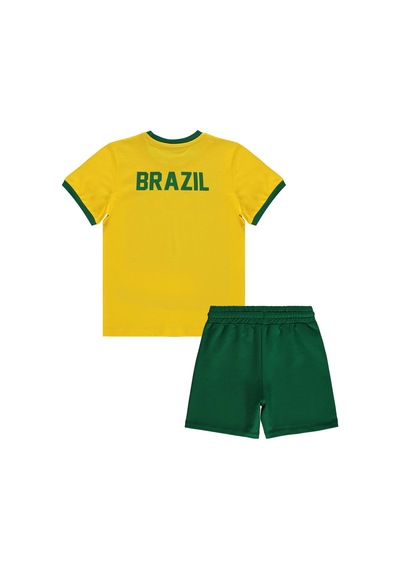 Civil Boys Brazil Baskılı 2'li 6-9 Yaş Takım - Pamuk Forma - Sarı