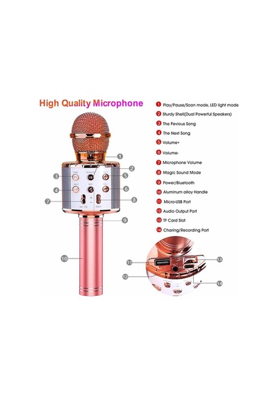 Mufunye Gümüş Karaoke Bluetooth Mikrofon,