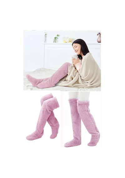 Sauna Suit Pembe Sock Peluş Uyku Çorabı Welsoft Diz Üstü Oda Çorabı Ayak Isıtıcı Uzun Gonç Çorap Pembe