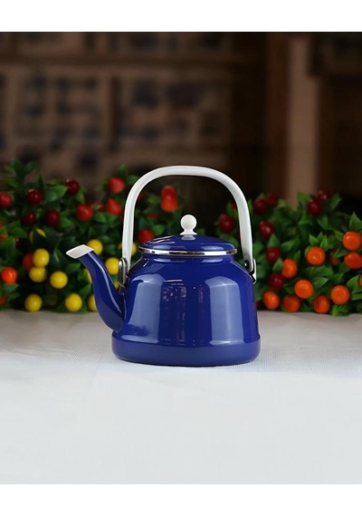 Alev Vintage Demlik - Emaye Kettle, Çaydanlık - 1.5 Litre - Lacivert