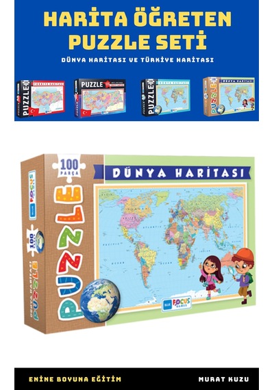 Harita Öğreten Puzzle Seti (4 Süper Kutu)
