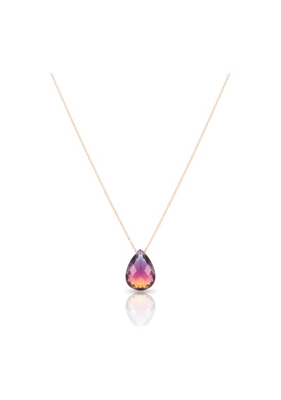 Renkli His Taşı Gümüş Kolye 925 Ayar - Rose Rose Gold